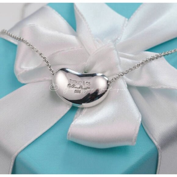 Tiffany & Co. Bean Necklace Elsa Peretti Vintage Large 19mm Pendant 20" Chain - Picture 6 of 9